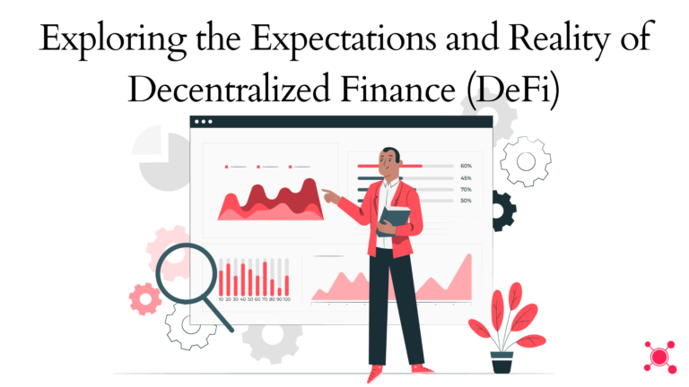 A graphic showcasing a decentralized financial network with interconnected nodes and currency icons