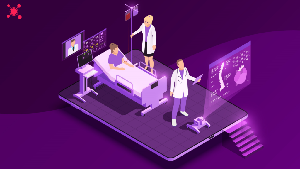 Graphic representation of DApp Architecture for Healthcare showcasing the transformative impact on healthcare trends. A futuristic illustration with medical icons symbolizing innovation and progress in the healthcare sector.